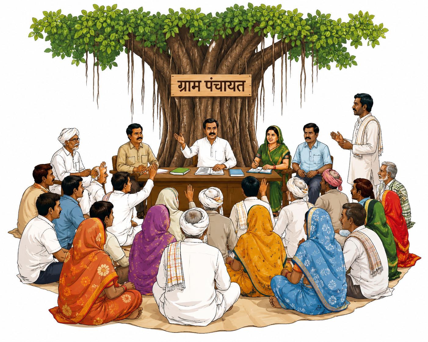 Village Panchayat meeting under a banyan tree